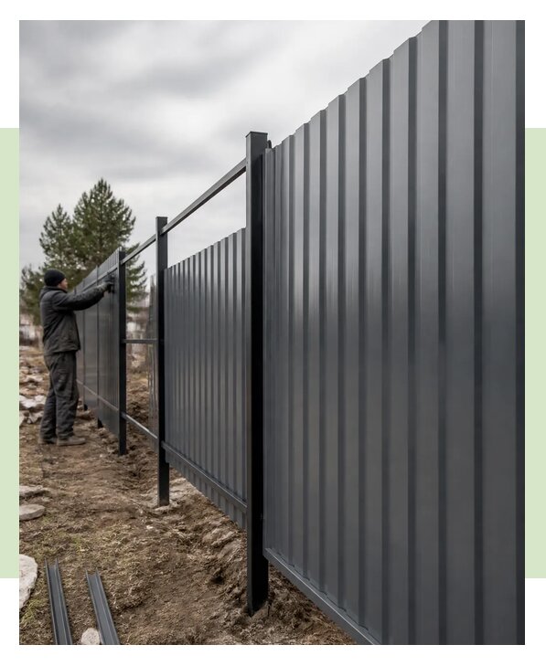Монтаж забора из профнастила С21 под ключ в Энгельсе